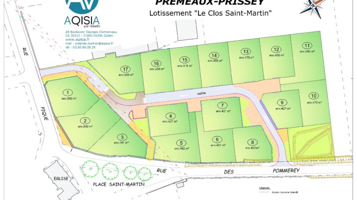 PREMEAUX PRISSEY - Le Clos St Martin - terrains à vendre