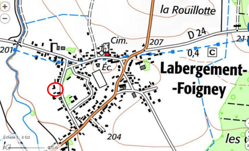 plan localisation terrain à vendre à Labargement Foigney