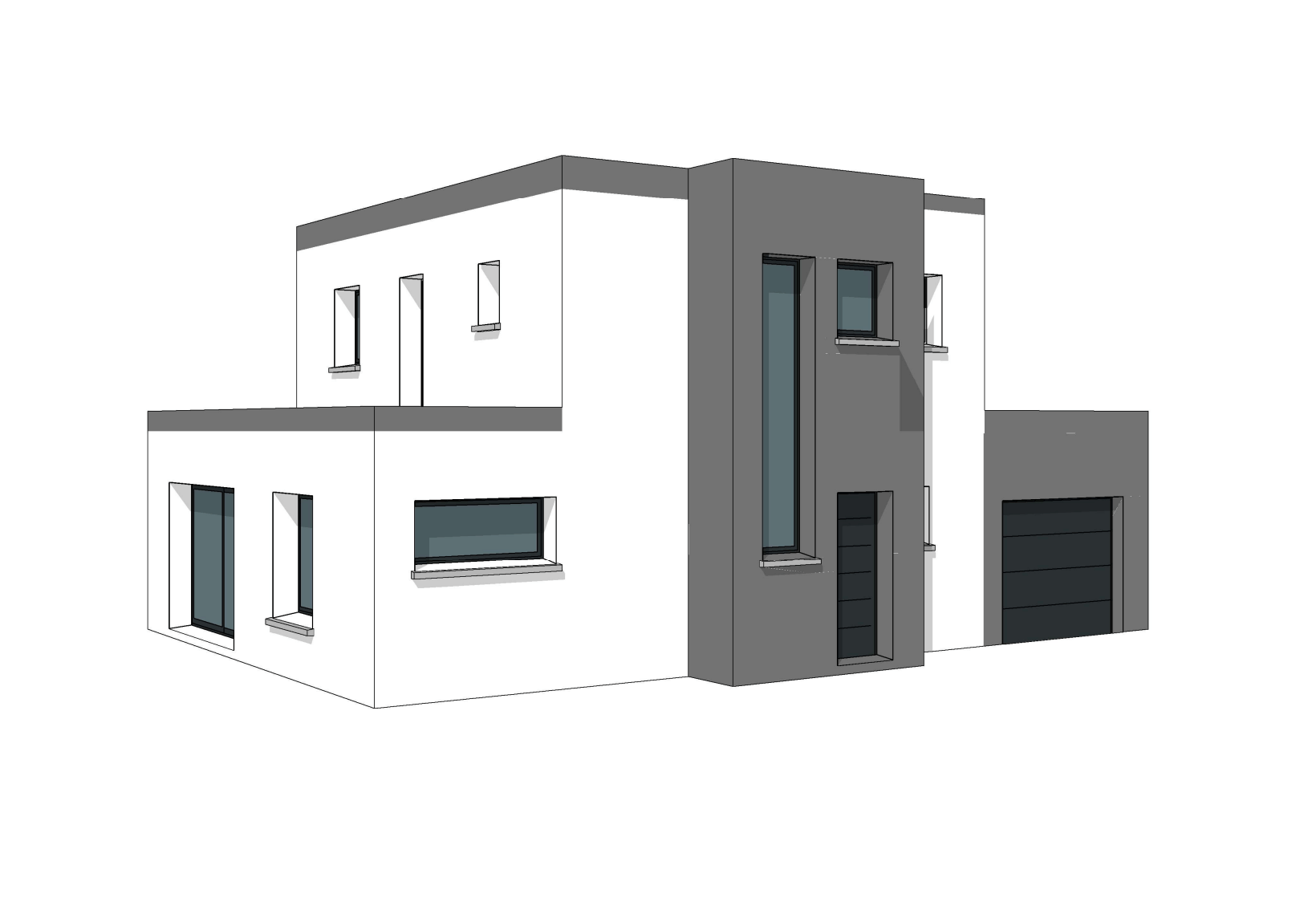 Perspective extérieure maison moderne toit plat