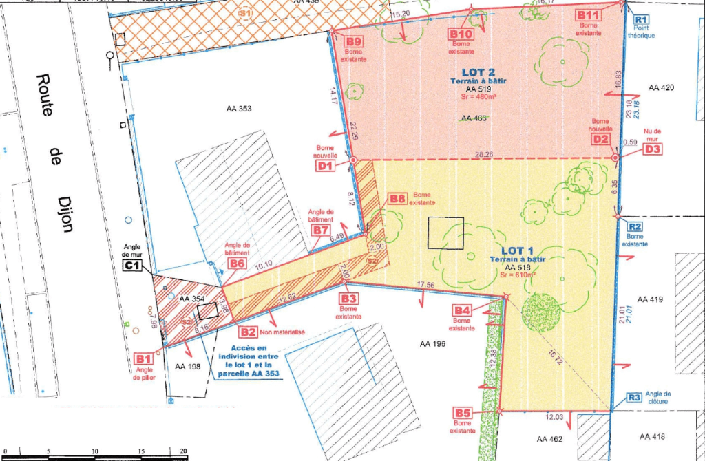 Plan parcelles NOIRON sous GEVREY