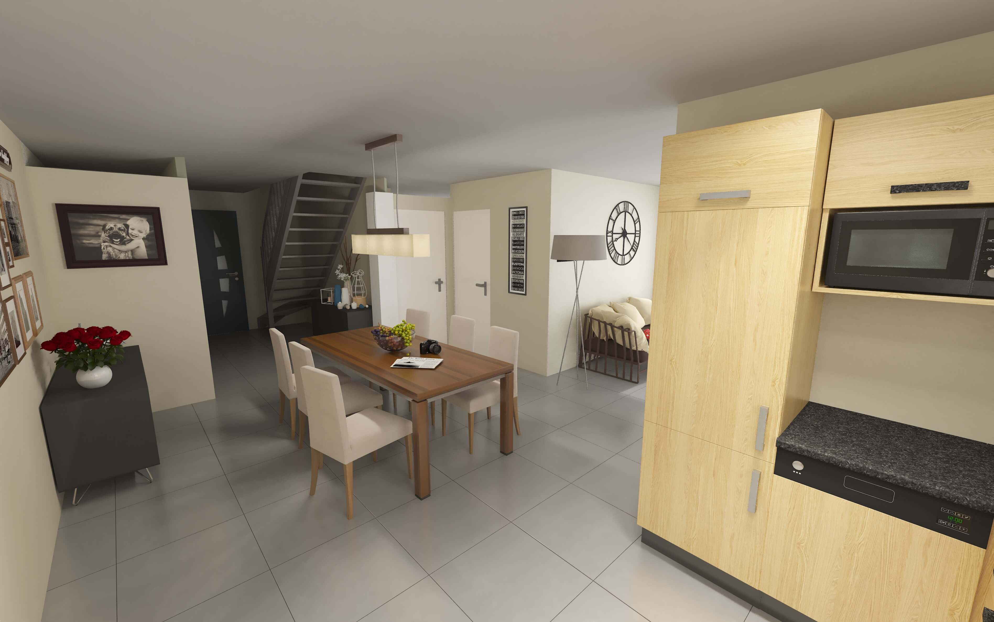 salon maison moderne projet 3D